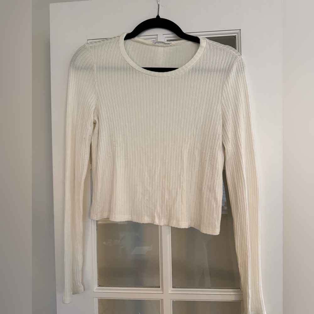 Reformation Cream Ribbed Jackie Knit Crop Top Medium - Picture 2 of 3